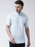 RIAG Sky Blue Men's Chinese Collar Half Sleeves Shirt