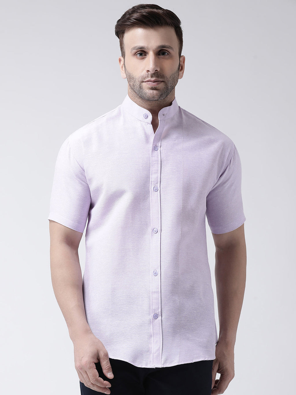 RIAG Violet Men's Chinese Collar Half Sleeves Shirt