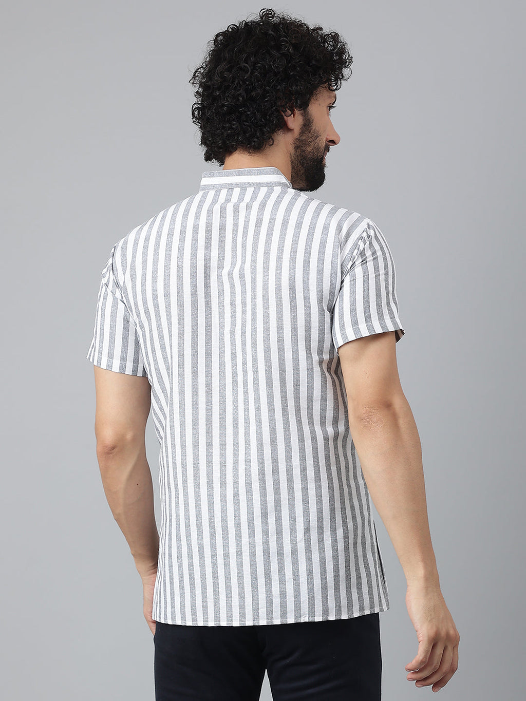 RIAG Grey Color Short Sleeves Casual Men's Cotton Short Kurta