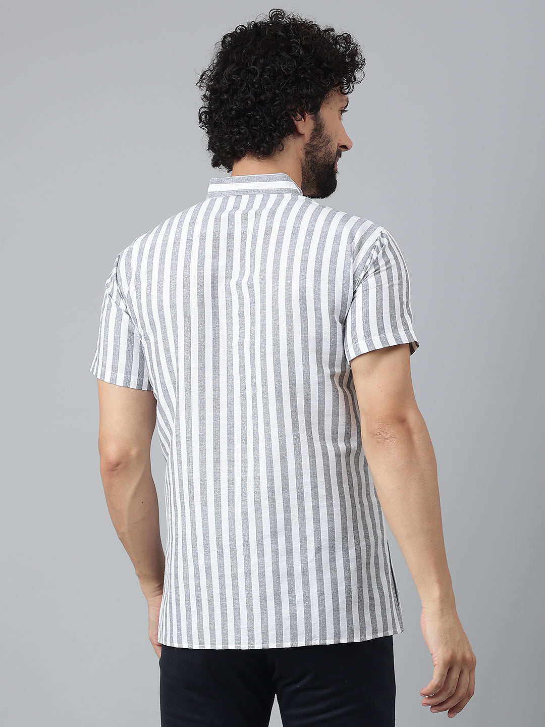 RIAG Grey Color Short Sleeves Casual Men's Cotton Short Kurta