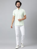RIAG Green Color Short Sleeves Casual Men's Cotton Short Kurta