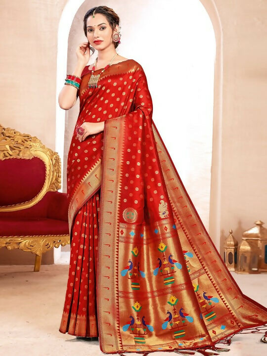 Shree Shyam Fashion Paithani Silk Red Saree