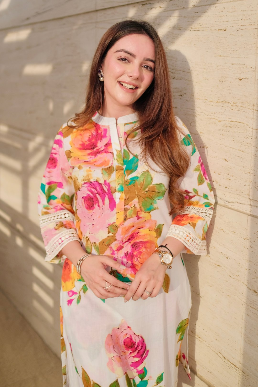 Teeya Creation Cream Colour Cambric Cotton Beautiful Co Ord Set