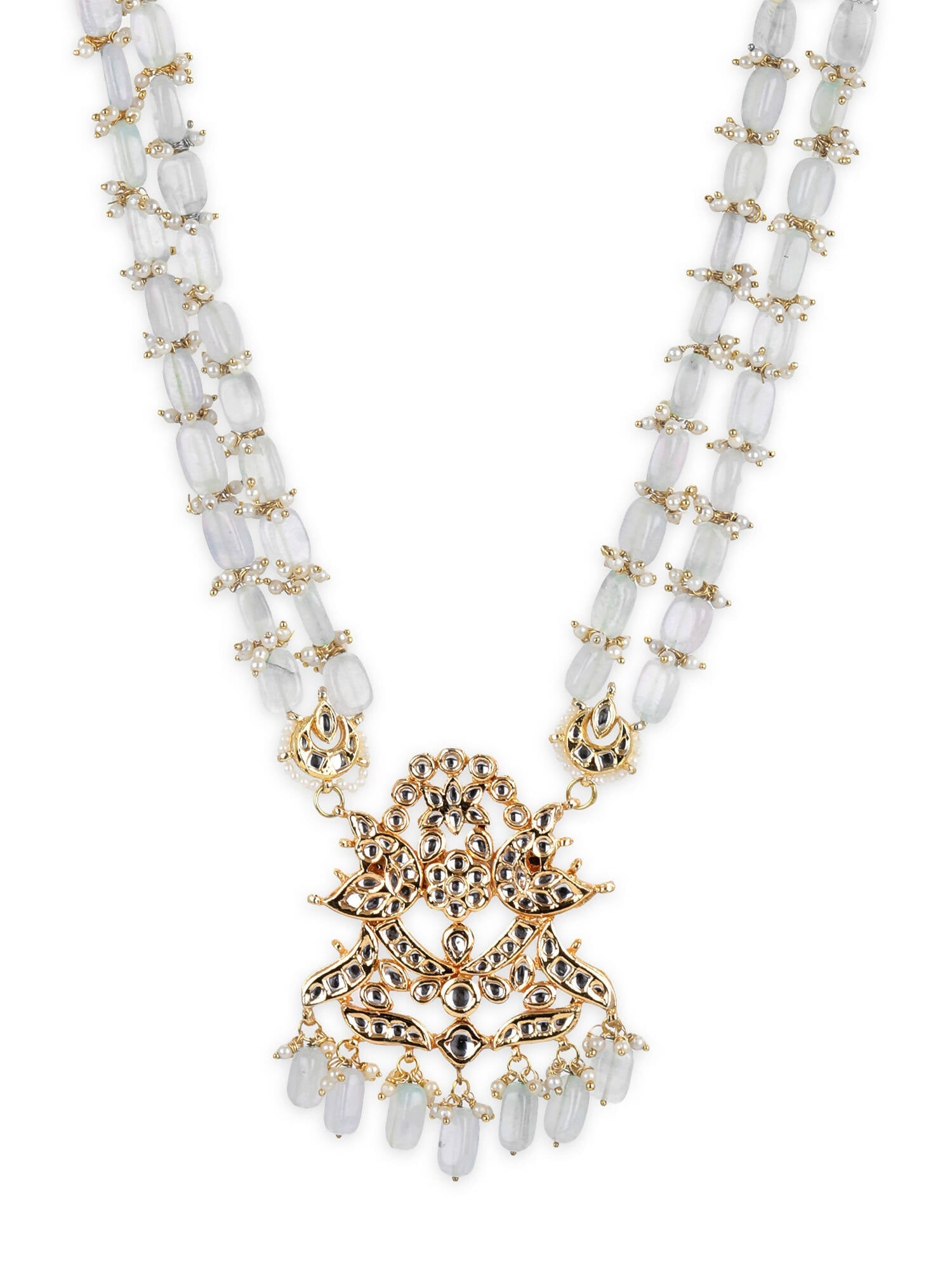 Gold-Toned White Brass Gold-Polished Necklace - Ruby Raang