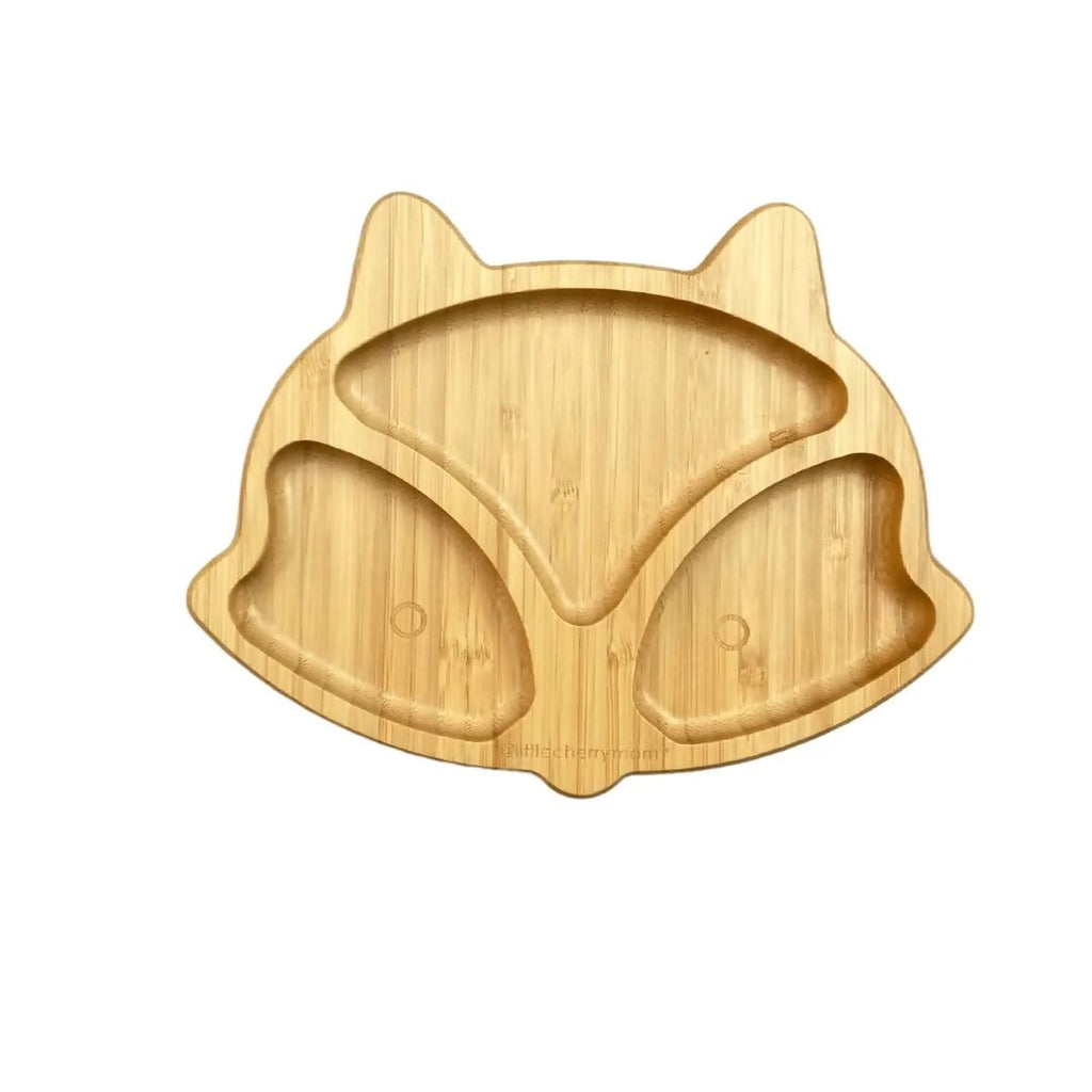 Littlecherrymom Fox Bamboo Suction Plate (With Fork And Spoon)