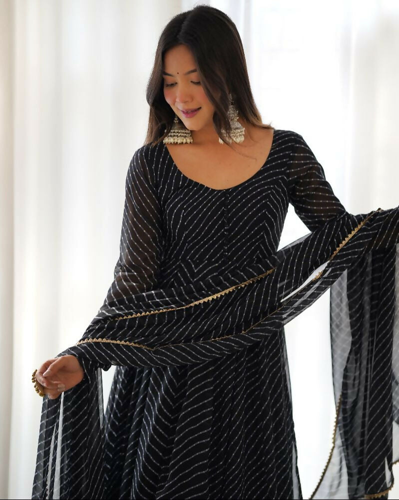 Joban Fashion Black Kurta Set Georgette Sequence Embroidery Work