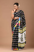 Exclusive Collection Black Beautiful Mulmul Cotton Saree