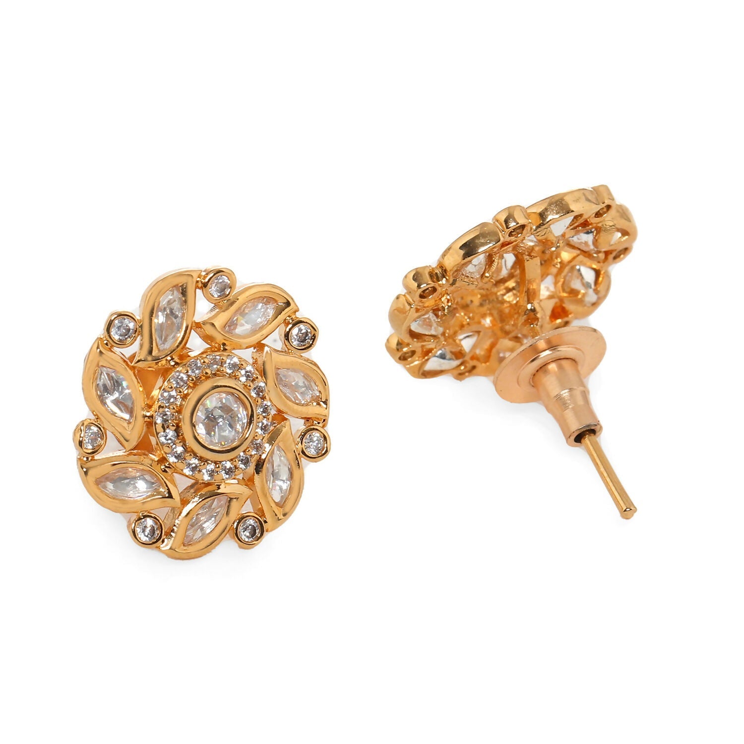 Round Kundan Studs (Gold) - Ruby Raang