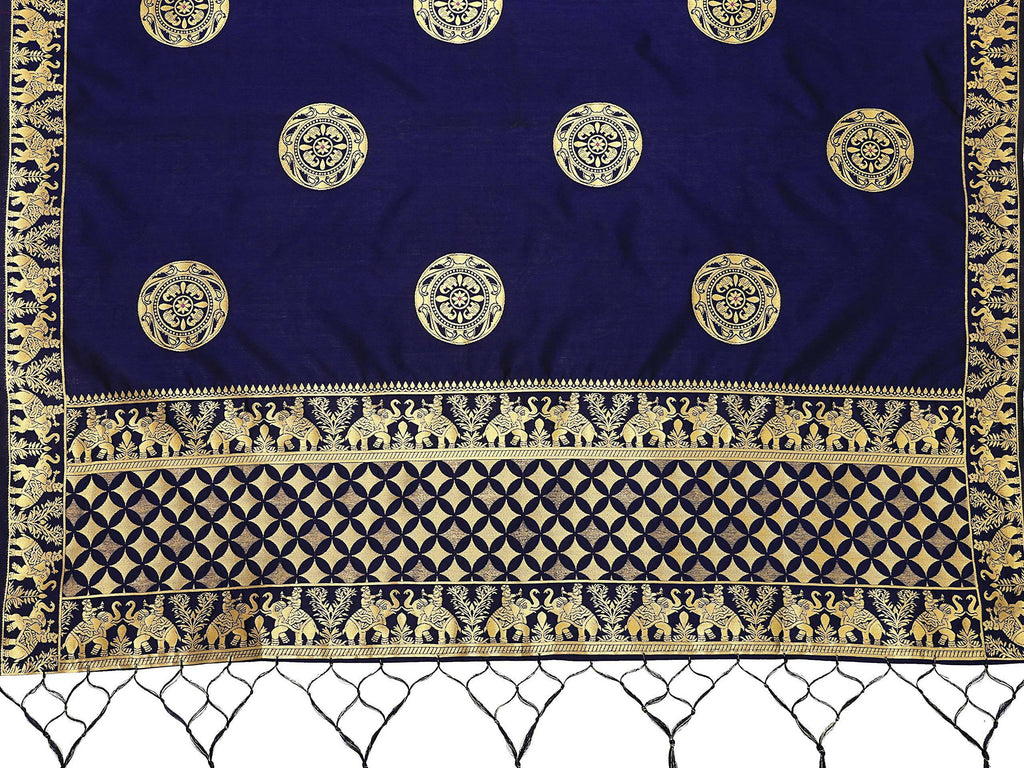 Mimosa Women's Banarasi Art Silk Navy Dupatta