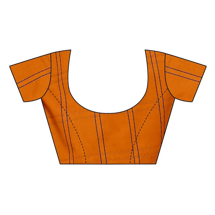 Vamika Orange Cotton Silk Weaving Saree (Rimi Checks Orange)
