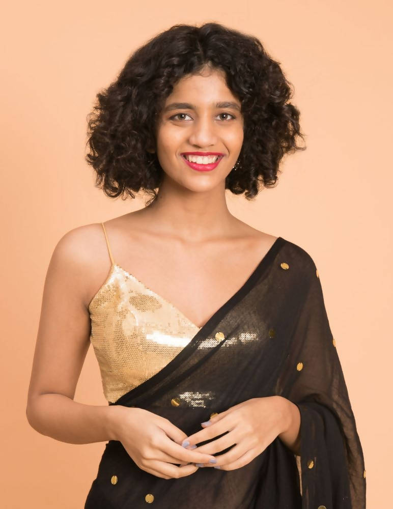Suta Black Embellished Sequinned Pure Cotton Saree