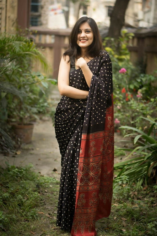 Aayaa Designer Printed Satin Saree - Multi Color