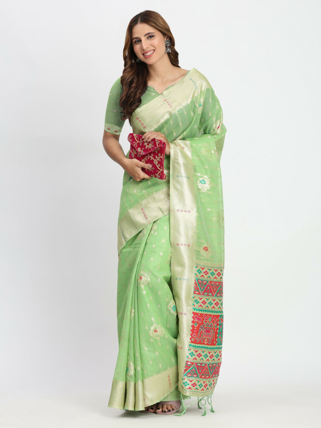 Shree Shyam Fashion Linen Cotton Light Green Saree