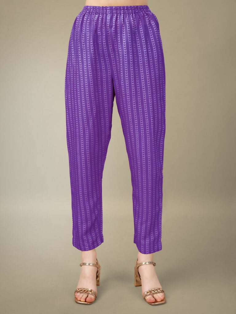 Jyoti Fashion Women's Purple Rayon Embroidery & Sequence work Kurta with Trouser & Dupatta