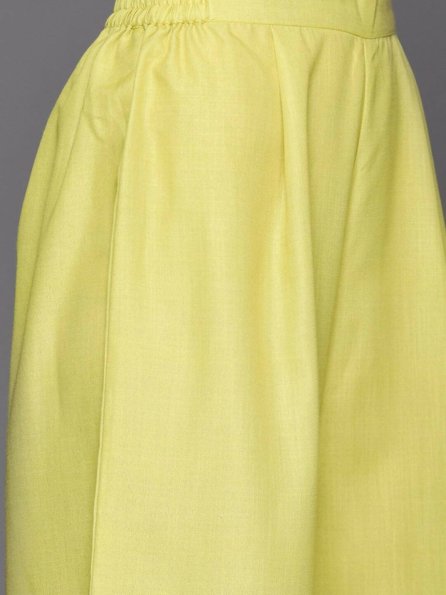 Ahalyaa Womens Yellow Cotton Digital Printed Kurta Palazzo Set