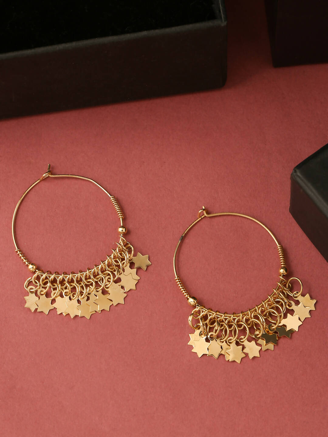 NVR Women Gold-Polished Hoop Earrings