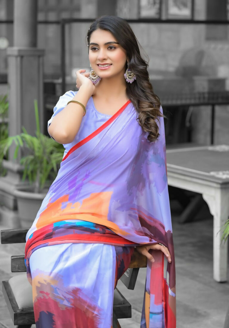 stylish Casual Multi Imported georgette Ready to Wear Fancy Saree - Ashwini