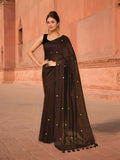 Joban Fashion Women Coffee Brown Trendy Cotton Saree