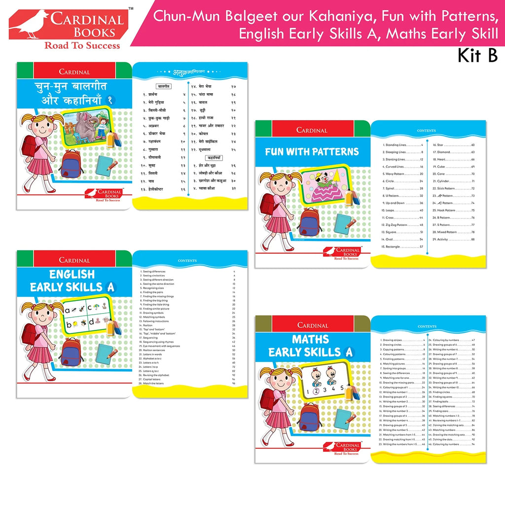 Cardinal Books Preschool Learning Nursery Kit B Set of 8|Alphabet | Numbers| Rhymes & Stories| Colouring| Phonic Book Ages 3-4 Years