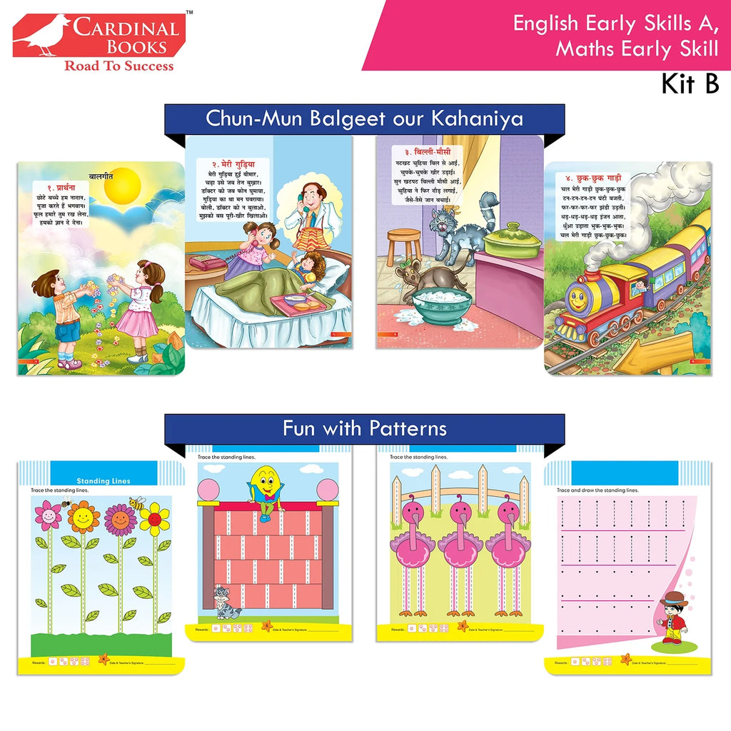 Cardinal Books Preschool Learning Nursery Kit B Set of 8|Alphabet | Numbers| Rhymes & Stories| Colouring| Phonic Book Ages 3-4 Years