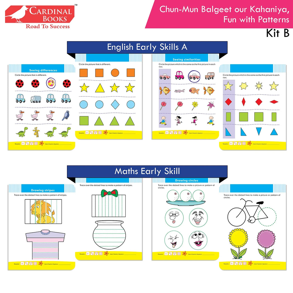 Cardinal Books Preschool Learning Nursery Kit B Set of 8|Alphabet | Numbers| Rhymes & Stories| Colouring| Phonic Book Ages 3-4 Years