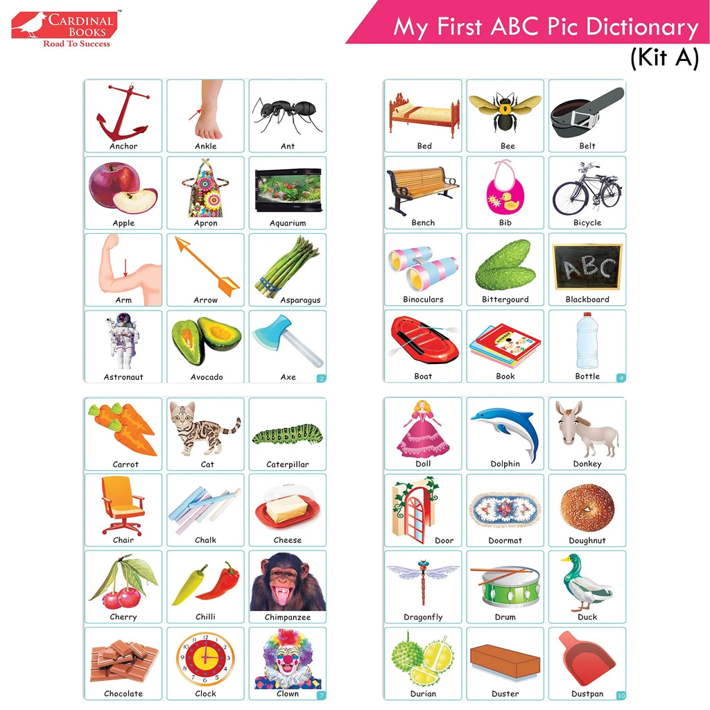 Cardinal Books Preschool Learning Playgroup (Preparatory Pre-Nursery) Kit A| Ages 2-3 Years| My First ABC Picture Dictionary