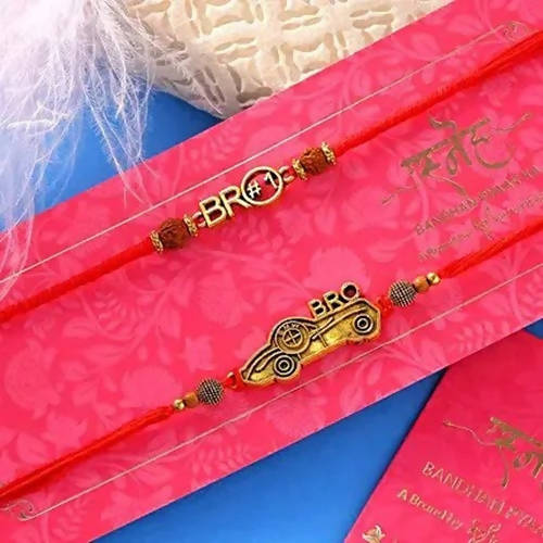 2 Antique Bro Rakhis & Dry Fruit Dalmoth Hamper