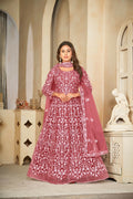 Jyoti Fashion Women's Gajri Net Embroidered Anarkali Kurta Pant Set With Dupatta