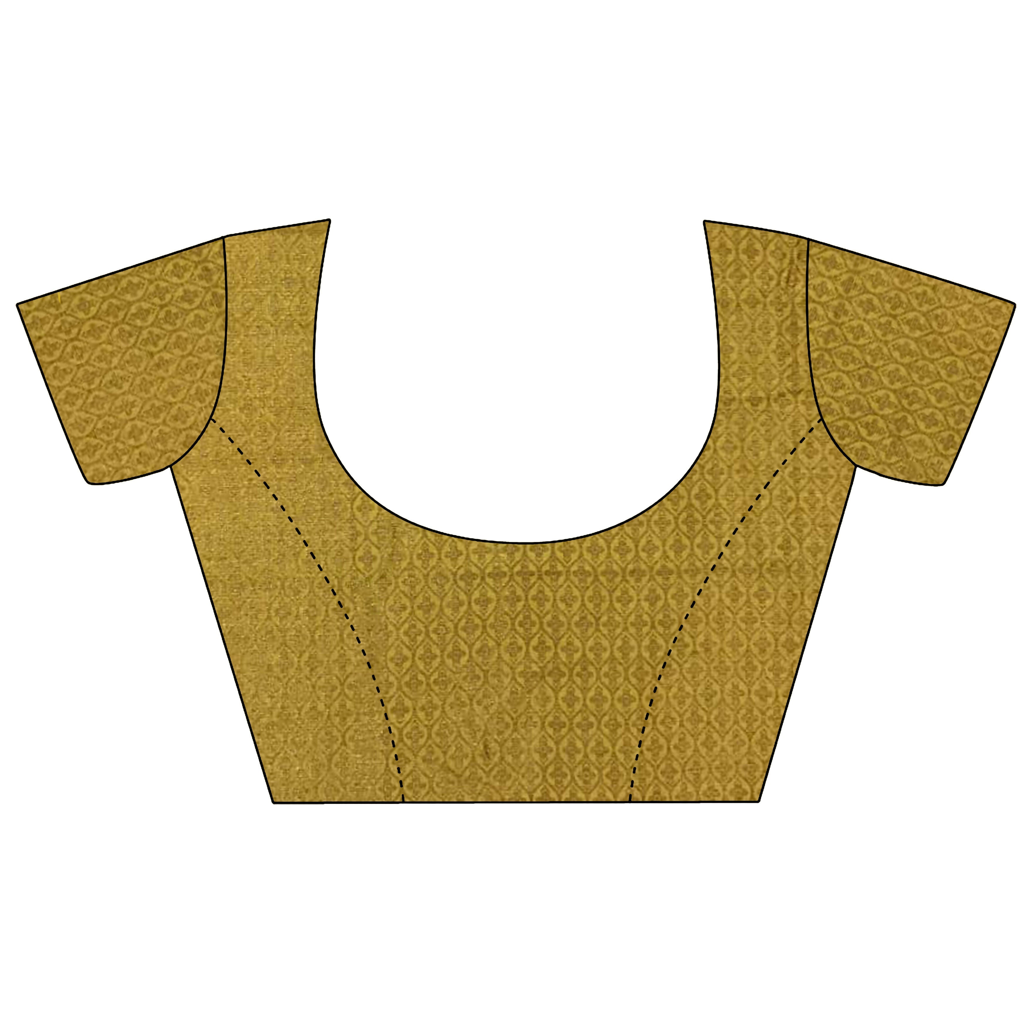 Joban Fashion Golden Yellow Banarasi Soft Lichi Silk Checks & Woven Saree