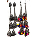 MS Fashion India Oxidised Silver Kashmiri Triple Jhumki Earrings