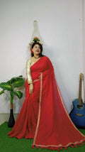 Exclusive Collection Beautiful Khadi Cotton Handloom Saree With Beautiful Zari Border - Red