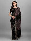Vegaa Fashion Black Georgette Embroidered Party Wear Saree