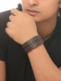 NVR Men's Brown Leather Bracelet