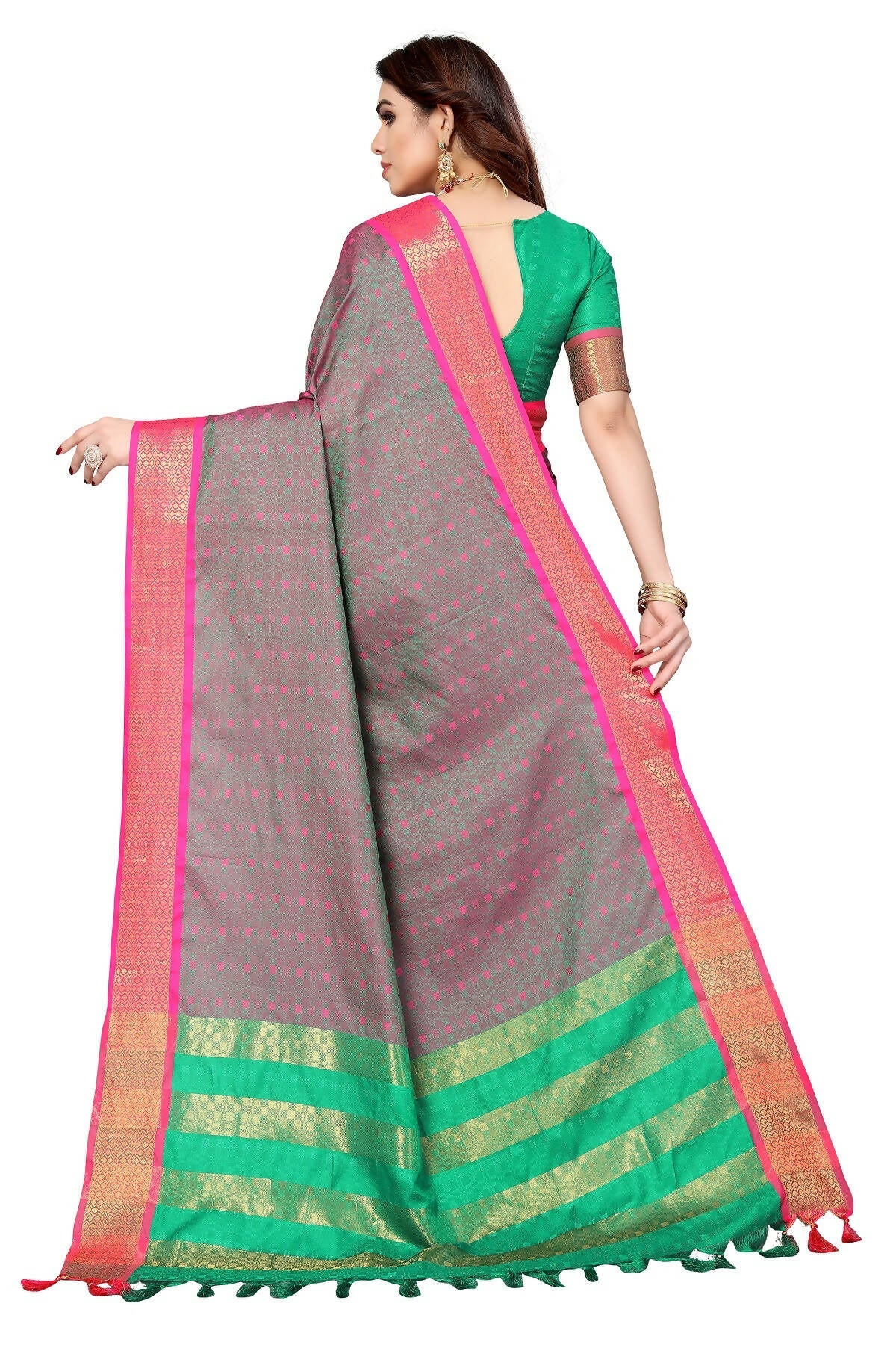 Vamika Weaving Grey Cotton Silk Saree
