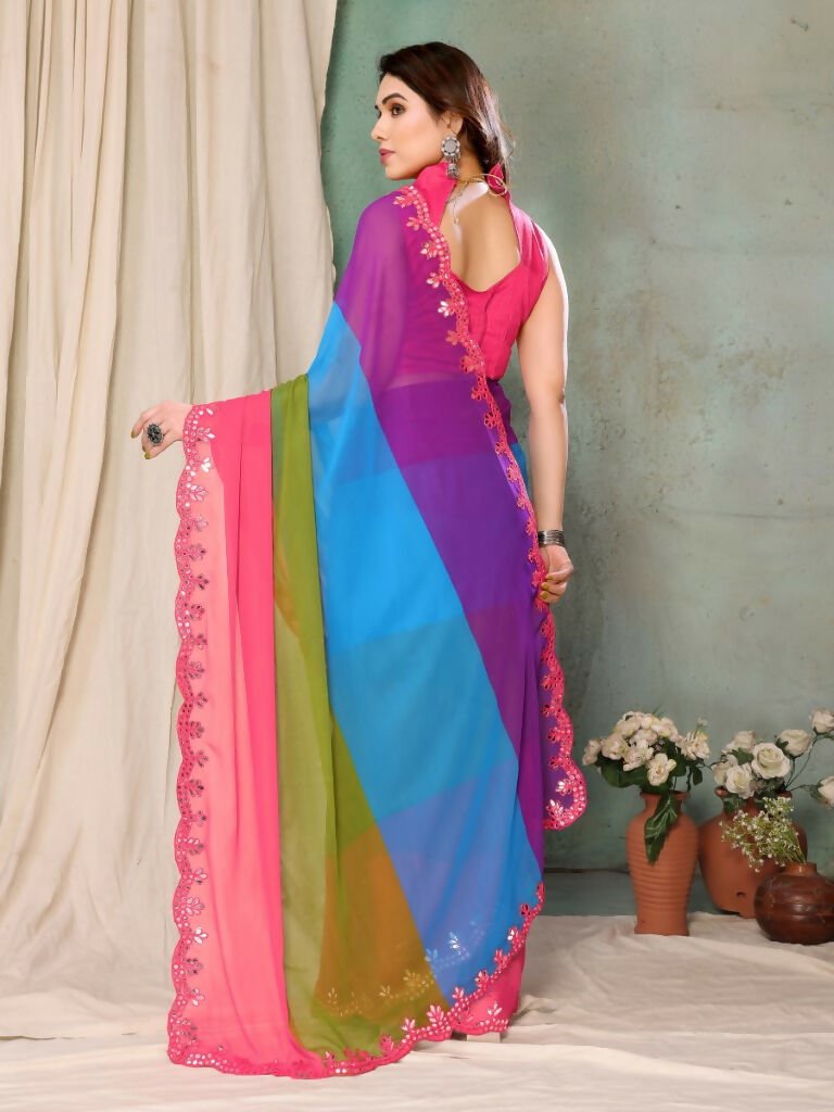 Aafreen Partywear Designer Multi Georgette Fancy Saree