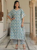 Aramya Kaftan Soft Cotton Floral Print Women's Kurta Set - Blue
