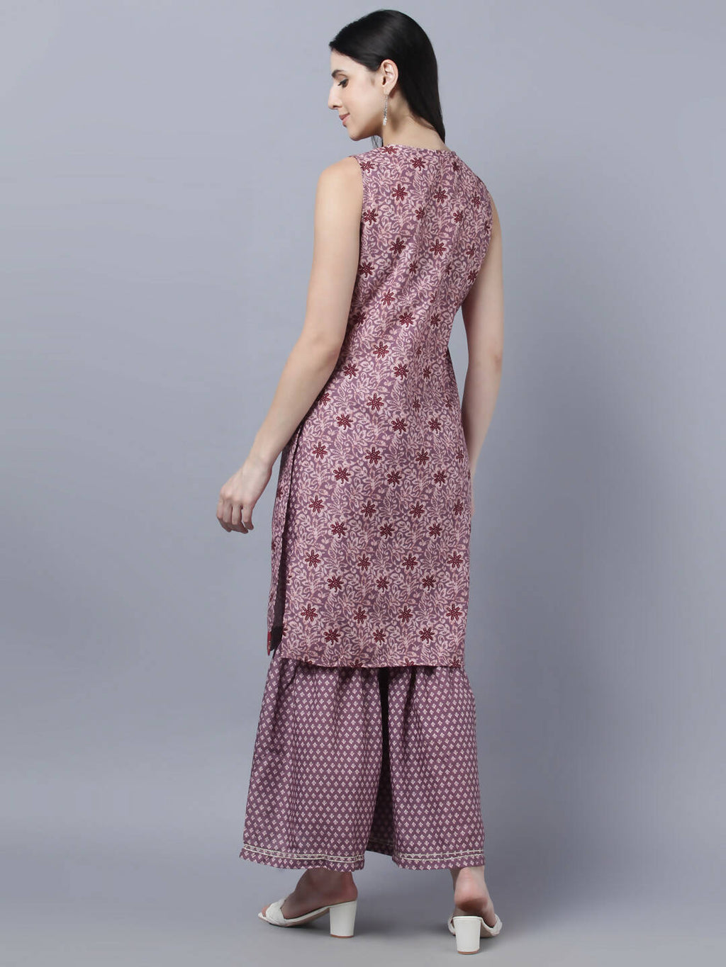 Myshka Women Multicoloured Embroidered Panelled Kurti with Palazzos With Dupatta