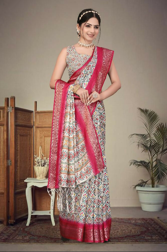 PR Fashion Multi Heavy Rich Cotton Silk Digital Print & Jacquard Saree
