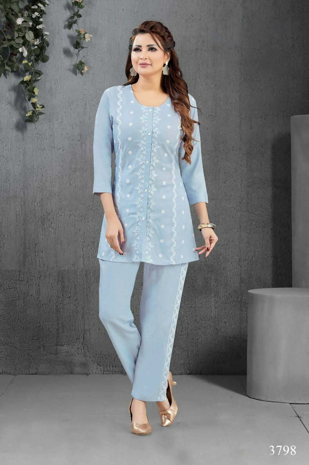 Joban Fashion Heavy Muslin Denim Color Kurta Set