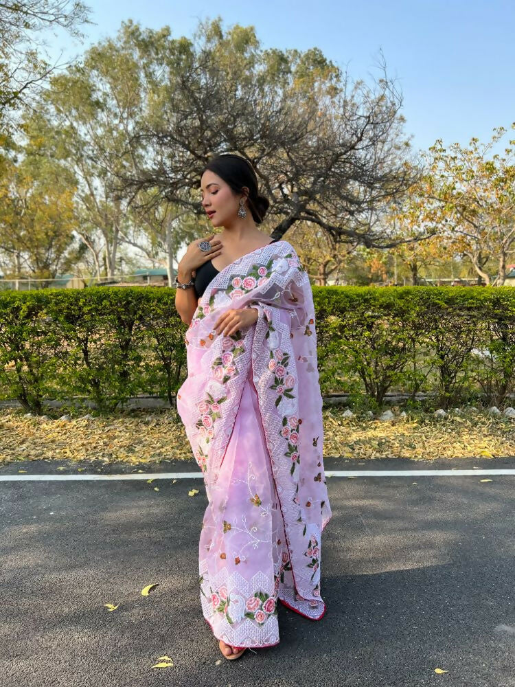 Vamsee Kamaljaal Lavender Organza Saree