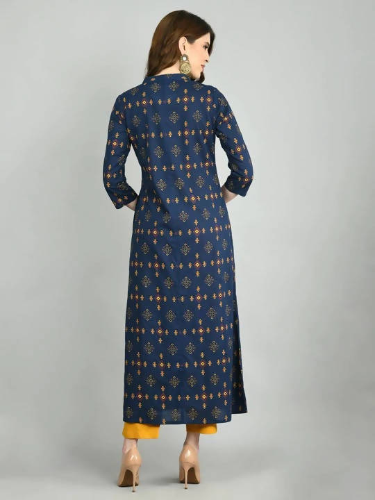 Myshka Women Navy Blue Cotton Printed Shrug, Top And Pant Set