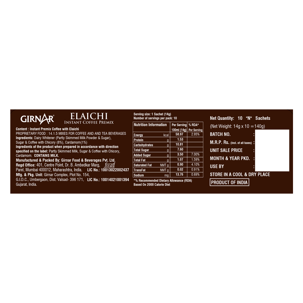 Girnar Instant Premix Coffee With Elaichi