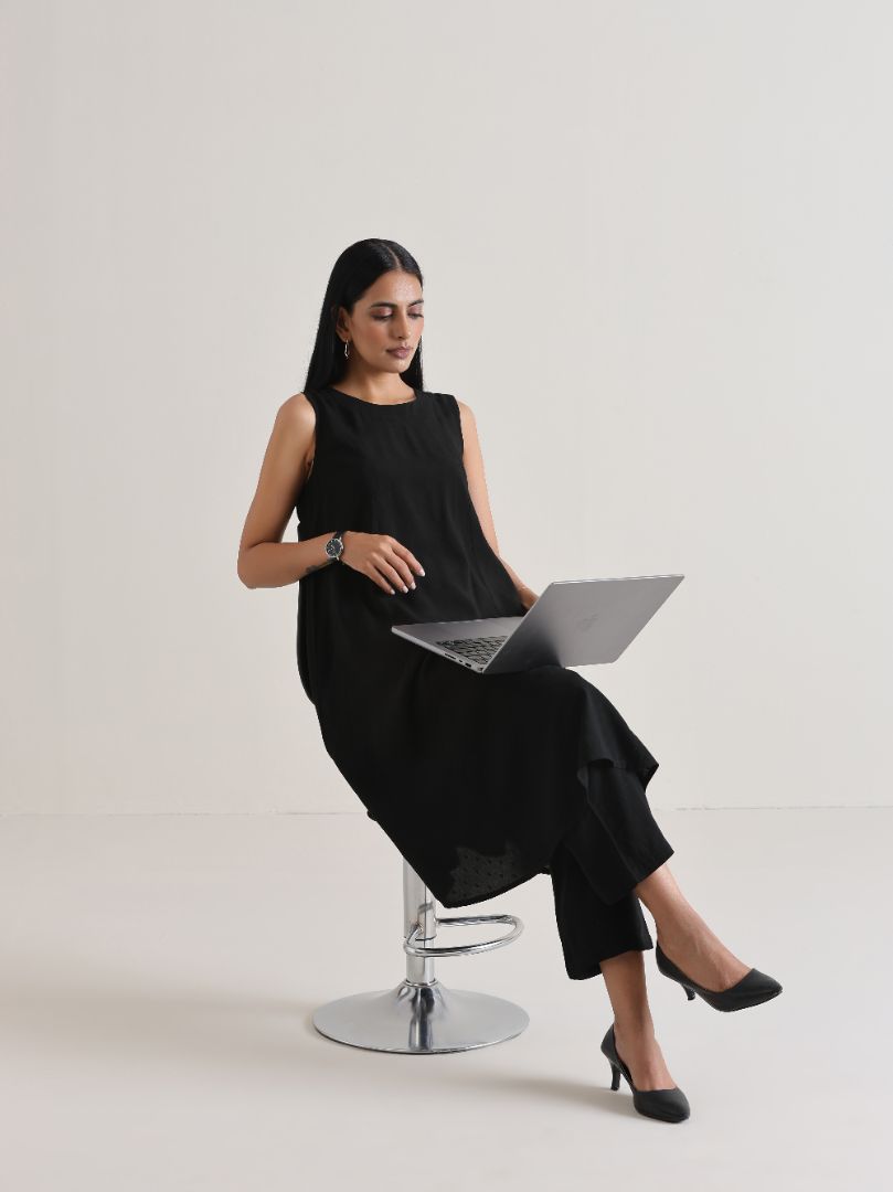 trueBrowns Black Panelled Co-ord Set