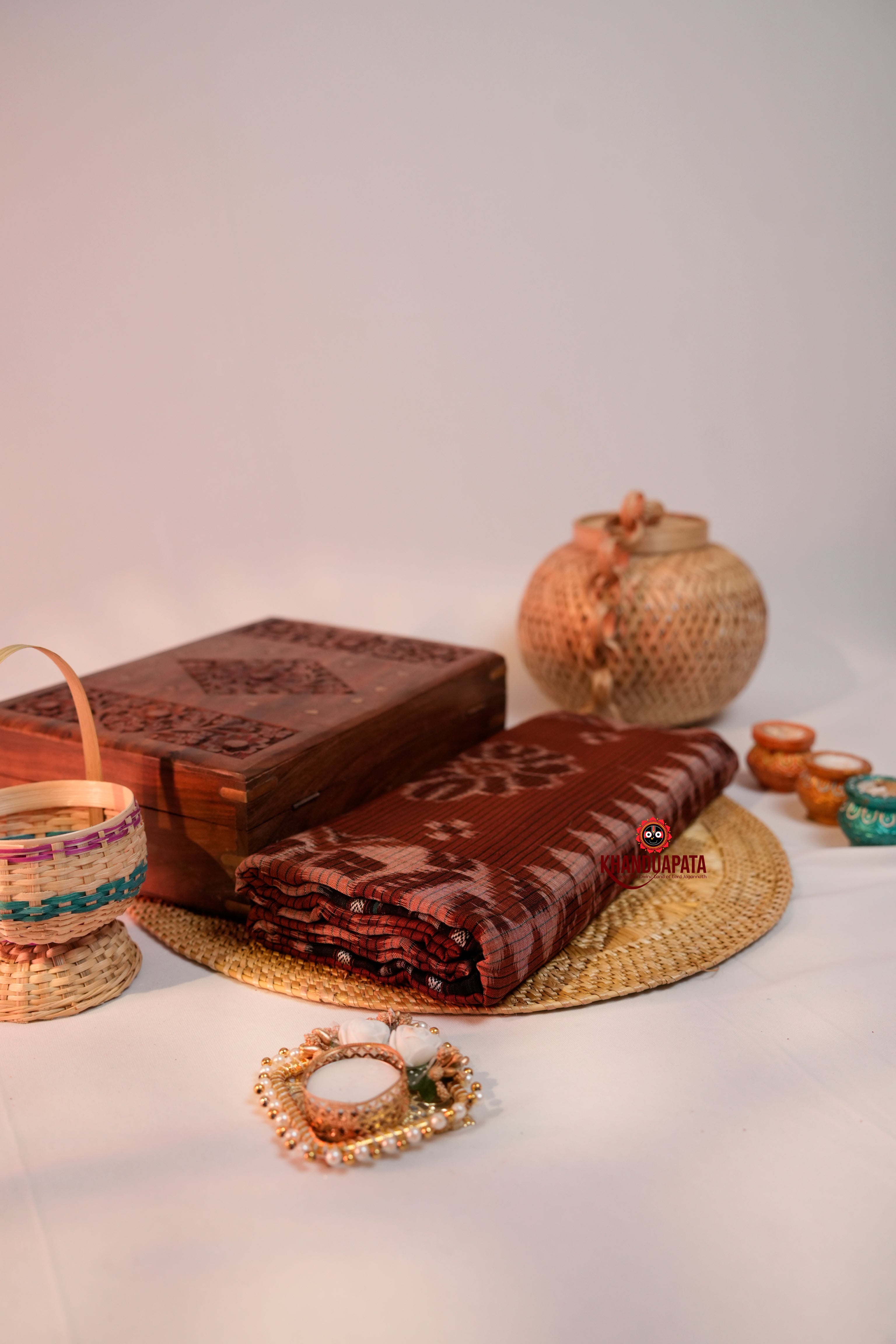 khanduapata Brown & Black Special Design Cotton Saree For Women