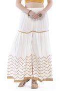 Mominos Fashion Latest Cotton Off White Gota Print Sharara For Girls