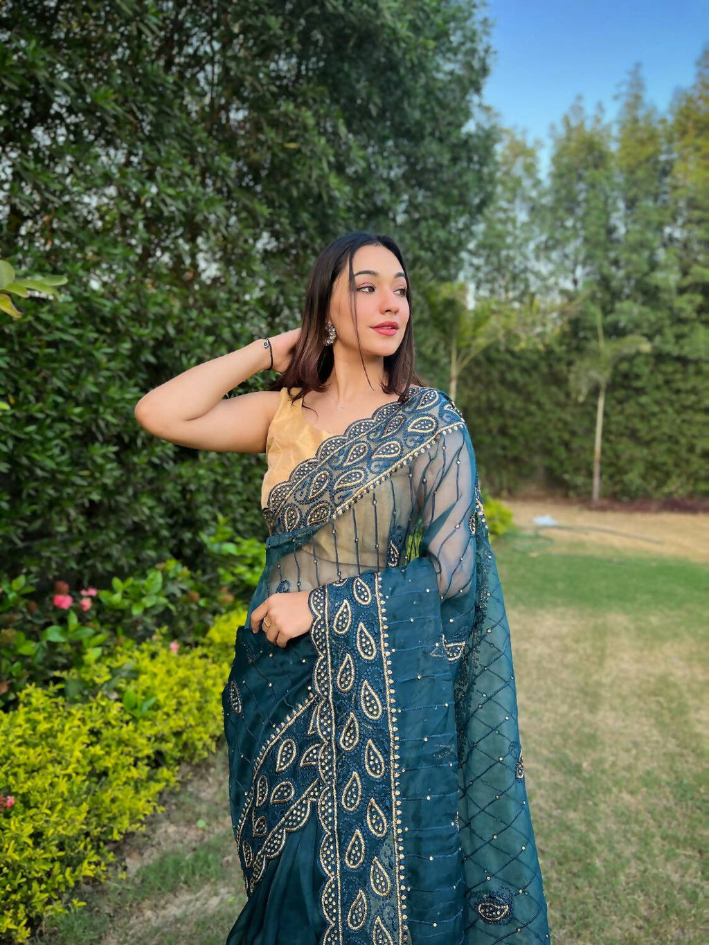 Vamsee Sky Organza Saree