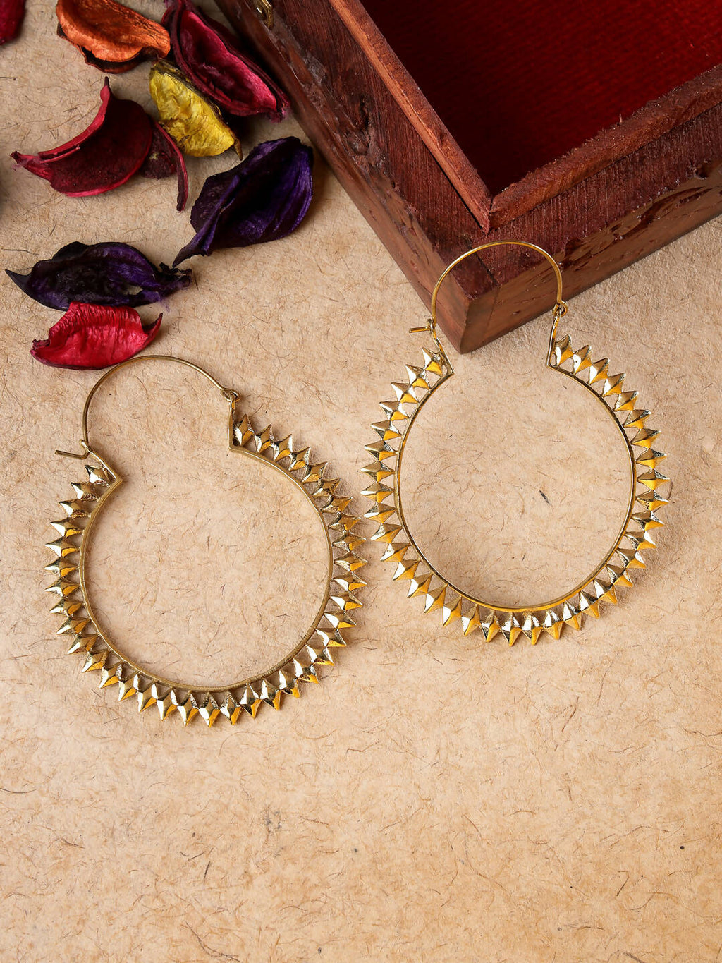 NVR Women Golden Full Circular Hoop Earrings