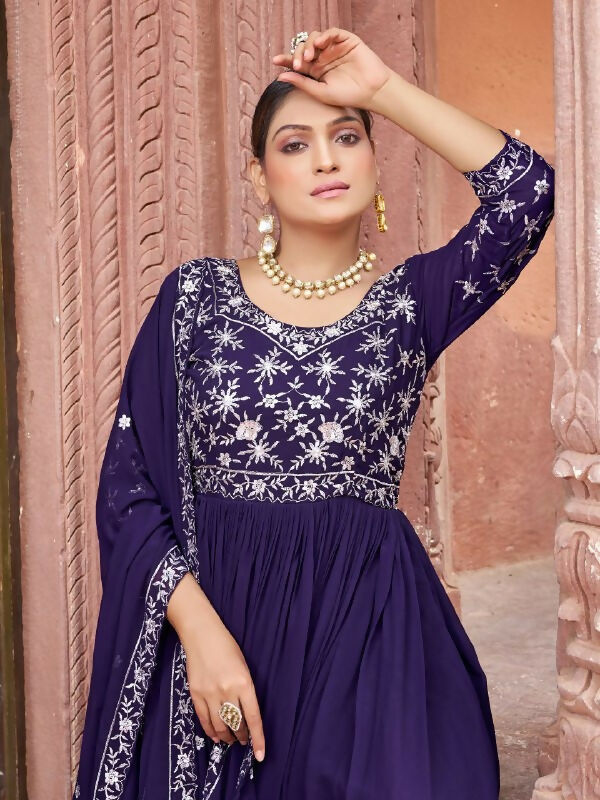 Joban Fashion Wine Readymade Dress With Sequins embroidery Work