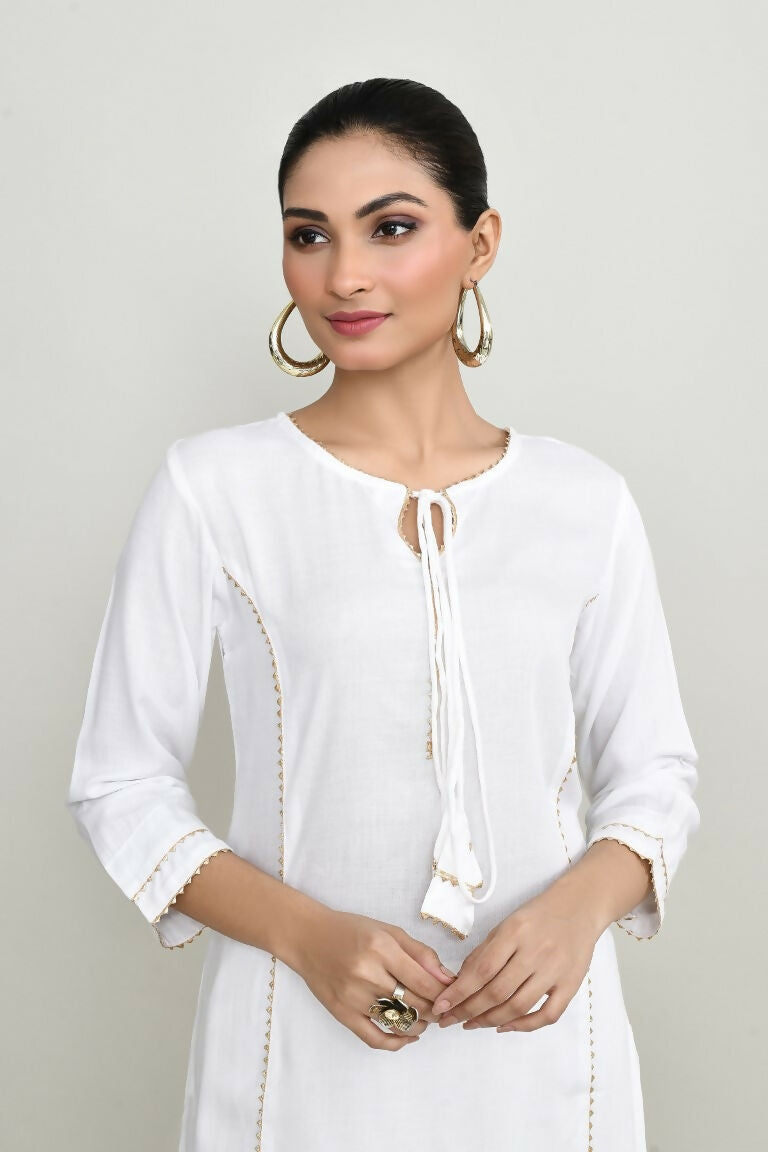 Joban Fashion White Rayon Kurta Set
