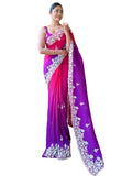 Vamika Embroidery Purple Georgette Bollywood Saree